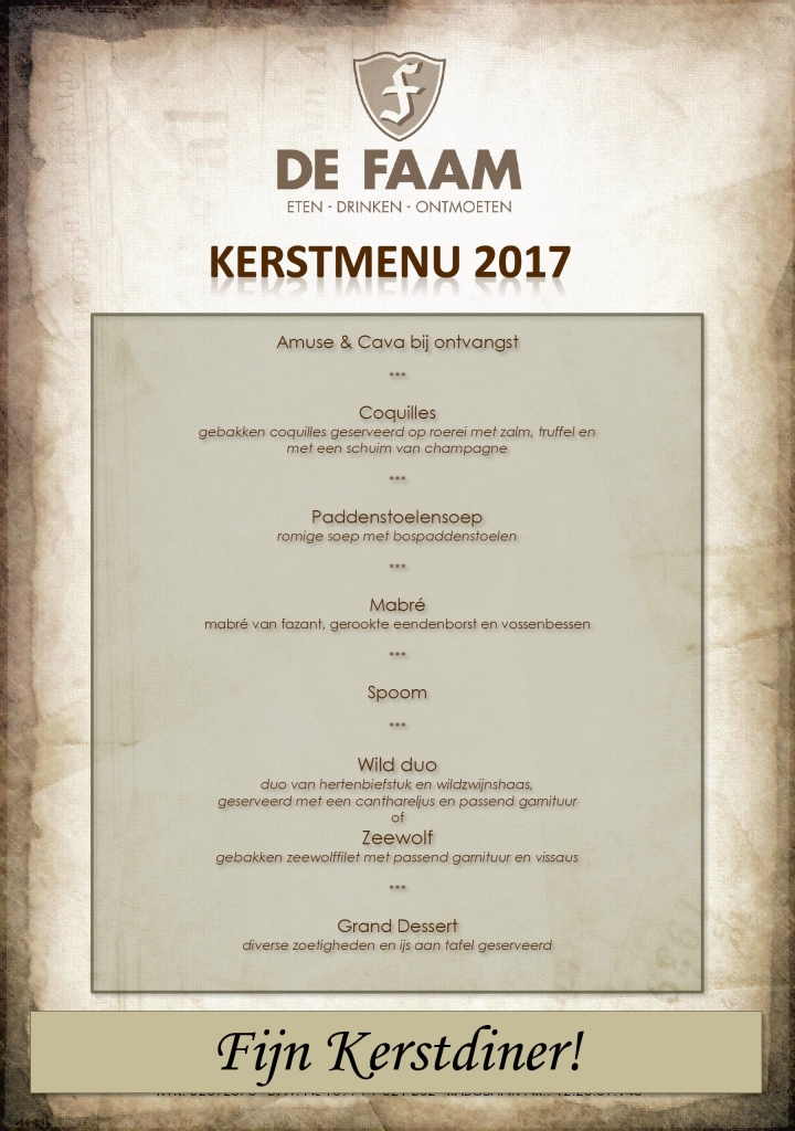 Kerstmenu 5 gangen De Faam